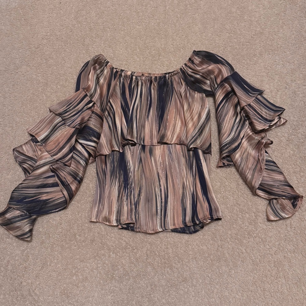 Sheer Off the Shoulder Ruffle Top